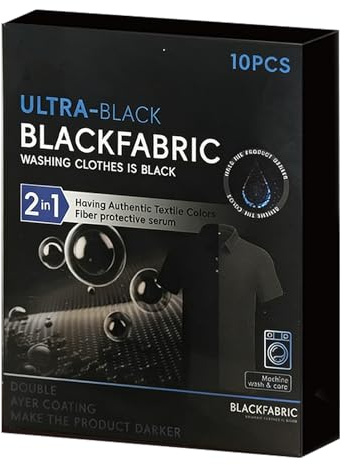 10 hojas de tinte de tela ultra negras para ropa negra, restauración de color, pintura de ropa, tintes de ropa, fórmula 2 en 1 con suero protector de fibra, lavable a máquina para algodón, lino y seda