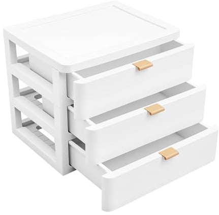 PBTERDTF Aufbewahrungsbox 3 Schubladen Schreibtisch-Organizer Stapelbare Kosmetik-Aufbewahrungsbox Badezimmer Schubladen Organizer für zu Hause Bürobedarf, Kosmetik & Schreibwaren (3 Schubladen)