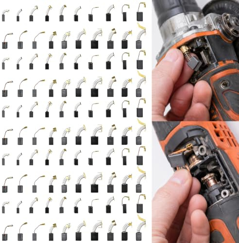 Spetsbst 100tlg. Kohlebürsten Set für Elektrowerkzeuge | Universal Kohlestifte Ersatzteile 20 Größen Motorkohlen Sortiment für Bohrmaschine, Winkelschleifer und Haushaltsgeräte