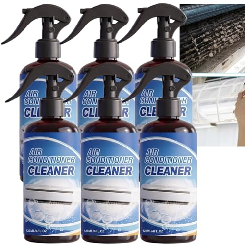 Foaming No-Rinse Air Conditioner Cleaner Spray for Evaporator and Condenser Coils - Quick Dust Removal - Easy Household Indoor AC Maintenance - Improved Cooling Efficiency and Air Quality (6pcs)