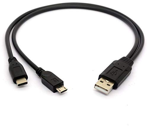 USB 3.1 type C Multi câble de chargement, USB 2.0 avec 1 x Micro USB et 1 x connecteurs USB C chargeur Compact Cordon de câble de 30 cm