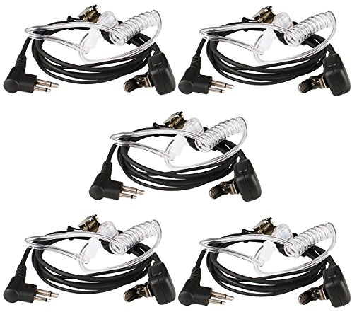 Retevis Surveillance Earpiece with PTT 2 Pin Covert Acoustic Tube Security Headset Compatible with Motorola CP040 DP1400 GP68 GP88 GP300 CT150 Pro1150 HYT TC-500 Hyera 2 Way Radio (5 Pcs)