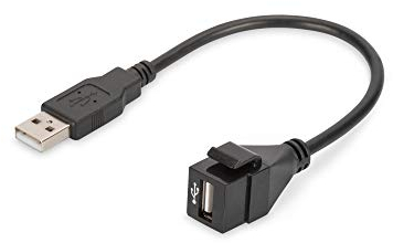DIGITUS Keystone-Kupplung USB 2.0 - Für DN-93832 - Mit 16 cm Kabel - Schwarz (RAL 9005)