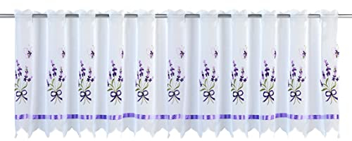 WENKO Fensterbild Bistro-Gardine Lavendel - Fensterfolie, Sichtschutzfolie selbstklebend, Polyvinylchlorid, 100 x 45 cm, Weiß