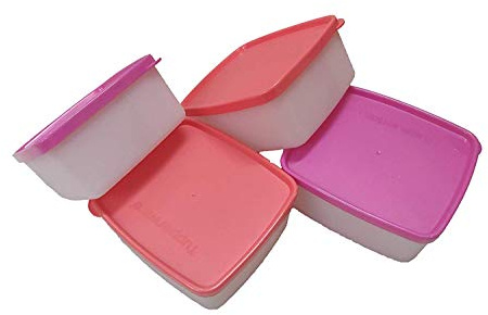 Tupin Tupperware - Juego de 4 recipientes de plástico para nevera, 450 ml, multicolor