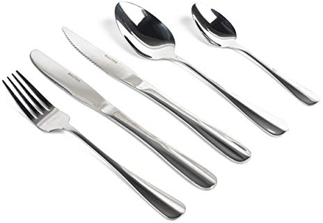 Salter BW086282EU7 Newbury Cutlery Set – 20 Piece, 18/0 Stainless Steel, 15-Year Guarantee, 4 Place Settings, Includes Forks, Knives, Steak Knives, Dessert Spoons & Teaspoons, Dishwasher Safe