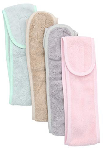 Lurrose Spa Facial Headband Microfiber SPA Hair Wrap Terry Cloth Headwrap for Shower Winter,4pcs(green,pink,camel,grey)