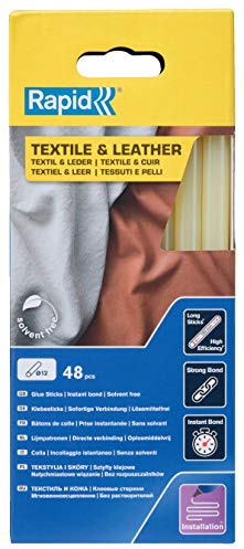 Rapid Heißklebesticks für Textil und Leder, 48 Klebesticks 190mm Länge, Spezialkleber, Heißkleber für Heißklebepistole 11mm, 12mm