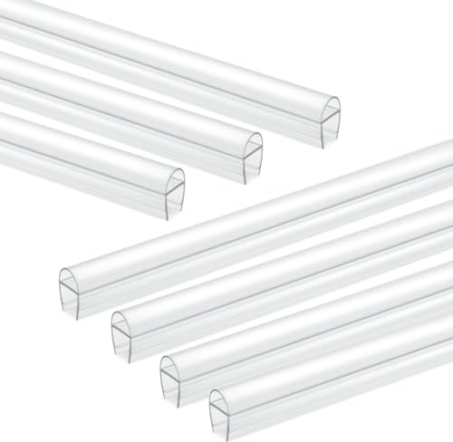 Glass Door Seal Strip for Shower - 8.2 Feet Frameless Sweep to Stop Leaks, U Type, Fit for 10mm (3/8) Glass