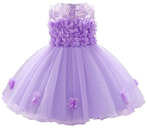 FYMNSI - Vestito da bambina, con fiocco, senza maniche, estivo, 6-24 mesi viola. 12-18 Mesi