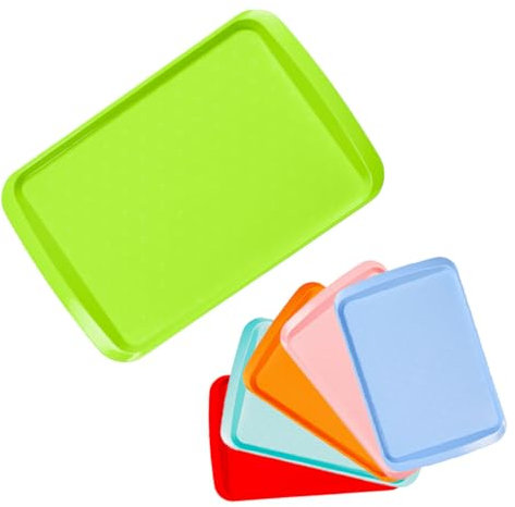ECO Medium Plastic Serving Tray for Tea & Food Serving | Multi-Purpose Dinner Tray for Home & Cafés | Food Trays for Lap | Multi Color Tea Trays for Kids Breakfast in Bed (Green, Medium)
