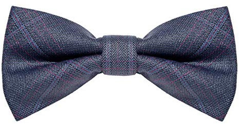 MASADA Herren blau-grau melierte Fliege mit Karos vorgebunden, stufenlos verstellbar, handgefertigt mit Hakenverschluss - 12 x 6 cm