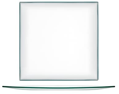 H&h set 6 piatti in vetro quadro trasparente cm25