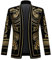 PYJTRL Herren Blazer/Anzugjacke mit goldfarbener Stickerei, Schwarz (M, goldene Blume)