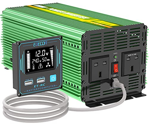 EDECOA 3000w Pro Power Inverter 12v to 240v Motorhome Voltage Converter 6000 Watts Peak, New Remote Controller with LCD Screen and 4.2A Dual USB Ports
