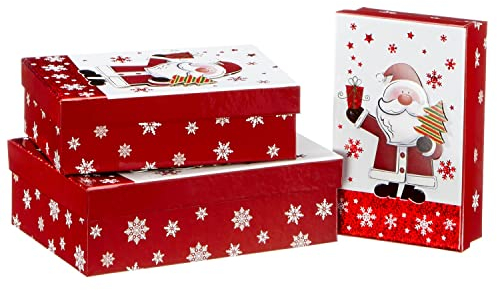 3-tlg. Set Geschenkboxen Weihnachten in 3-D-Optik Geschenkkarton für Weihnachten Weihnachtsverpackung Farbe Nikolaus