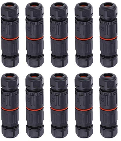 Outdoor Waterproof Wire Connector, 10pcs IP68 Waterproof Junction Box Outdoor Cable Connector, 3Pin Electrical Wire Cable Connector for φ4~φ7 Cable