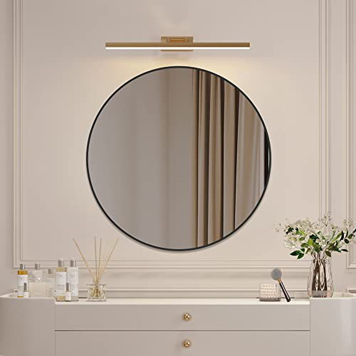 Boromal Spiegel Schwarz 70cm Rund Metallrahmen Badezimmerspiegel Rund Badspiegel Schwarz Wandspiegel Dekorative Rund Spiegel für Badezimmer, Waschräume, Schlafzimmer, Gäste WC