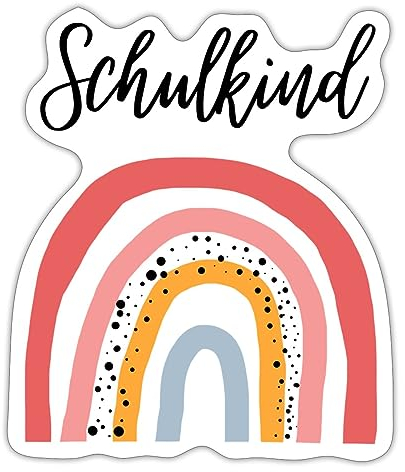 Spreadshirt Einschulung Schulkind 2025 Regenbogen Geschenkidee Sticker Aufkleber, 10 x 10 cm, Mattweiß