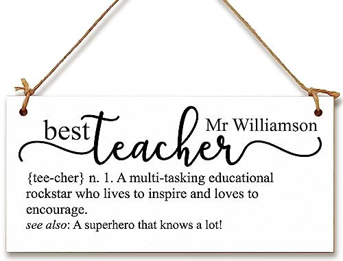 Personalised Teacher Rockstar Dictionary Fun Handmade Wooden Hanging Plaque Gift Teacher Teaching Assistant End of Term