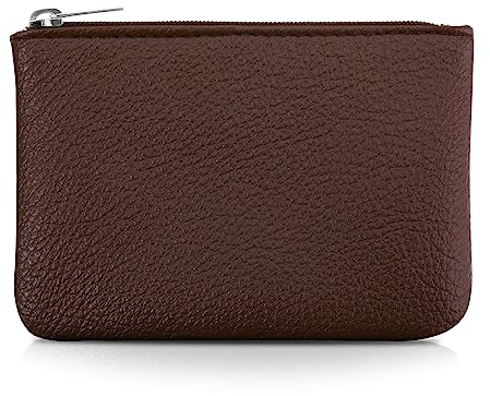 TIESOME Porte Monnaie en polyuréthane avec Fermeture éclair Motif Litchi Mini Portefeuille Portable pour Femme Poche pour pièces de Monnaie Mini Porte-Monnaie pour Femme (Marron foncé)