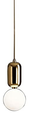 TPWEWRX Glas Pendelleuchten E27 Nordic Postmodern Weiß Glaskugel Lampenschirm Kronleuchter Deckenleuchten Hängelampen Leuchte für Kücheninsel Schlafzimmer Bar (Gold,15cm)