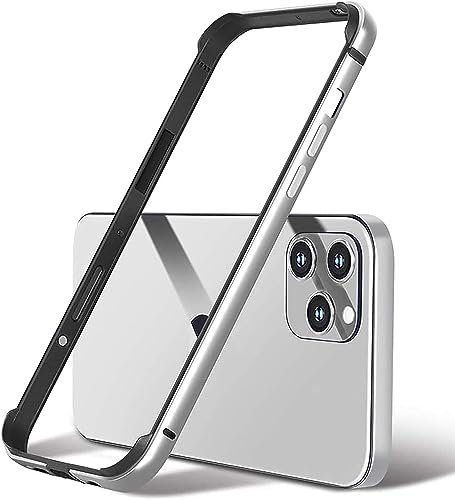 AOPNN Schlanke Hartschale für iPhone 15 Pro Max, Aluminiumrahmen, Metallrahmen mit weicher Innenstoßstange, erhöhter Kantenschutz (Silber, für iPhone 15 Pro Max)