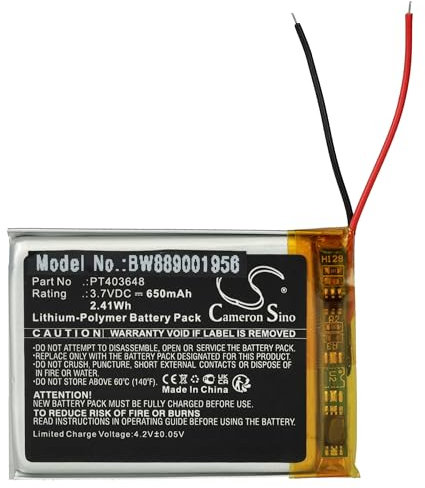 vhbw Akku Ersatz für Denon PT403648 für Wireless Headset Kopfhörer (650 mAh, 3,7 V, Li-Polymer)