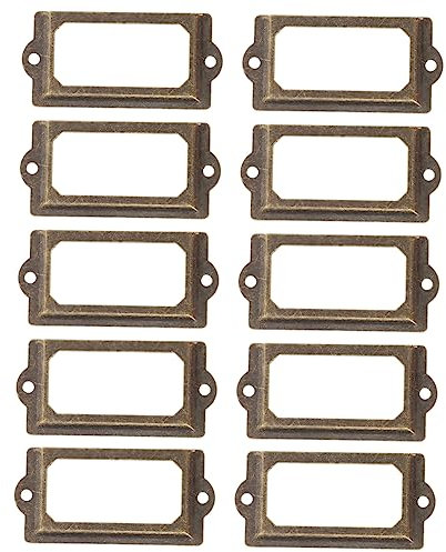 CHILDWEET 12 Stück Antike Metall Etikettenrahmen 70x33mm Mit Schrauben Vintage Schubladenhalter Für Schrankbeschriftung Aufbewahrung Holzboxen