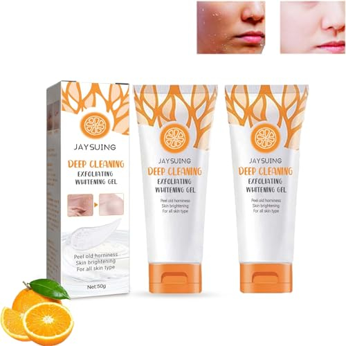 Peeling Gel Damen Gesicht, Brightening Exfoliating Whitening Gel, Orangen Peeling Gel Gesichtspeeling für Frauen Reduzieren Hautflecken Tiefenreinigung und Glättung für Frauen Gesicht, 50g (2PC)