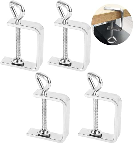 Lnjya Morsettiera a C, 4 Pezzi, Morsetto da Tavolo a Vite Regolabile, Piccolo Morsetto di Supporto Universale in Acciaio Inox (Argento)