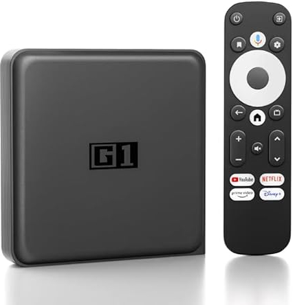 G1 Android TV Box - 4K60fps HDR Smart TV Box Compatibile con Google e Netflix 4K, 4G+32G Streaming Media Player Supporto WiFi 6 BT 5.0 AV1, Compatibile con Dolby Vision ed Audio, Assistente Vocale