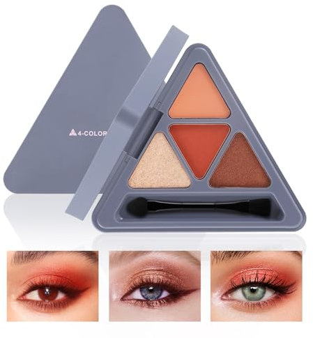 Boobeen Hochpigmentierte Lidschatten-Palette Lidschatten-Puder Makeup Helle Lidschatten-Paletten-4 Farben, Schattierungen in Matt und Schimmer, langanhaltend mischbar