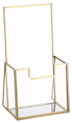 SUMTree Golden Prospekthalter Prospektständer transparent Glas Prospektaufsteller Broschürenständer für Büro, Theke, Hotel, Shop, Restaurant, Café Broschürenhalter für Menü, Faltblatt, Katalog