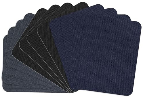 12 Pcs Iron on Patches, Fabric Repair Patches Iron-on Patches for Clothing Iron on Vinyl for T-Shirt 4 Shades Jean Patches Repair Decorating Kit for Sofa Repair DIY (Dark Gray Navy Blue Black)