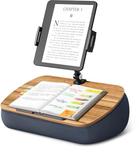 ERGONOV Lap Beanbag Gemütlicher Kindle-Kissenständer für Bett mit verstellbarem Arm, 360°-Tablet-Halterung, passend für 11,9 cm - 33 cm große Kindle, iPad, Telefon, Schoßschreibtisch für freihändiges