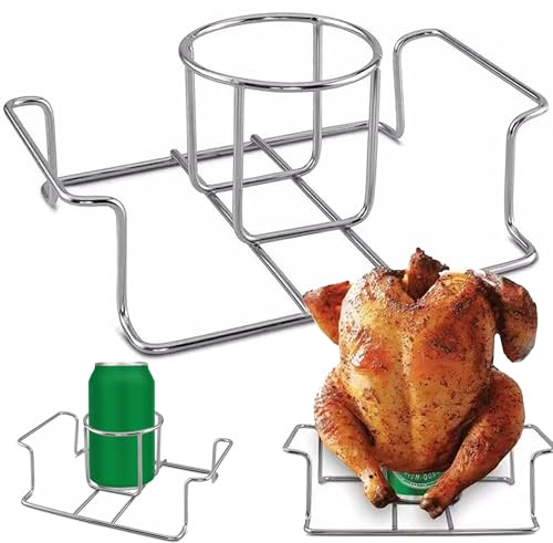 MEFUWXTE Hähnchenbräter, Bierdosen-Hühner-Halter, hochwertiger Edelstahl, Griff, für Outdoor-Grill, Grill, Smoker und Ofen