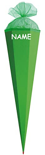Schultüte - Rohling - GRÜN Größenwahl 35 cm bis 100 cm incl. Namen - mit Holzspitze - Zuckertüte ALLE Größen - Roth - zum Basteln, Bemalen und Bekleben ..