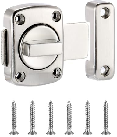 PATIKIL Rotary Bolt Latch, 180 Degree Switch Safety Door Lock from Inside Barn Door Lock Latch Sliding Door Lock for Bedroom Bathroom Inside, Silver