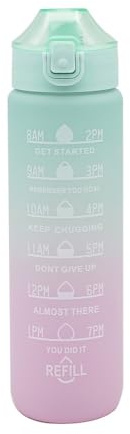 Hydration Water Bottle - Green Top, 1 Litre Graduated, BPA Free