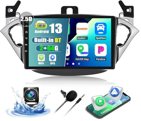 CAMECHO 2+64G Android 13 Autoradio per Opel Corsa 2015-2019 Opel Adam 2013-2016, 9“ Wireless Carplay Android Auto Bluetooth Radio con Telecamera Posteriore WIFI GPS FM/RDS Mirror Link HD Schermo