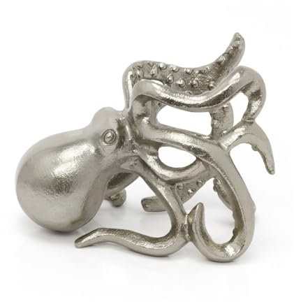 Carousel Home Silver Metal Octopus Wine Holder | Nautical Table Top Wine Bottle Holder | Wine Bottle Display Stand - 15x20cm