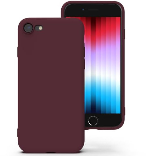 Zuvirelx Glatte Silikon hülle für iPhone SE 2020/2022, iPhone 8/7, Staubbeständig, Slim, Taschentauglich Handyhülle Cover Case für Apple iPhone SE 2nd 3rd - Burgunderrot