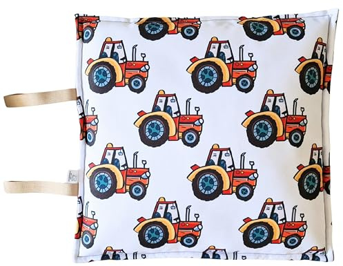 Sitzkissen Außen Kindergarten Faltbar mit Motiv Traktor für den Kindergarten Ausfüge Spielplatz Wandern Kinder Outdoor farbiges Sitzkissen Faltbar für Unterwegs Handmade