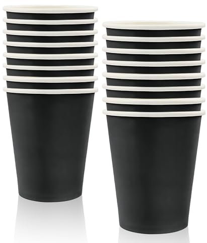 MORAINJAY Vasos de papel negro de color sólido para fiesta de cumpleaños