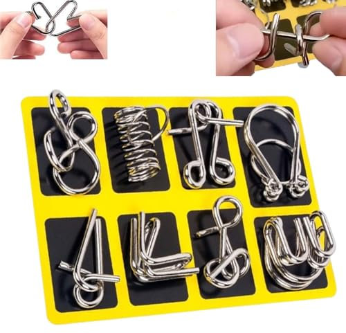 Metal Wire Brain Teasers, 8/24pcs Puzzle Games for Brain Training, Metal Puzzle Ring for Kids & Adult, Metal Puzzle Ring Set, for Kids Teen Boys Girls Challenge Gifts