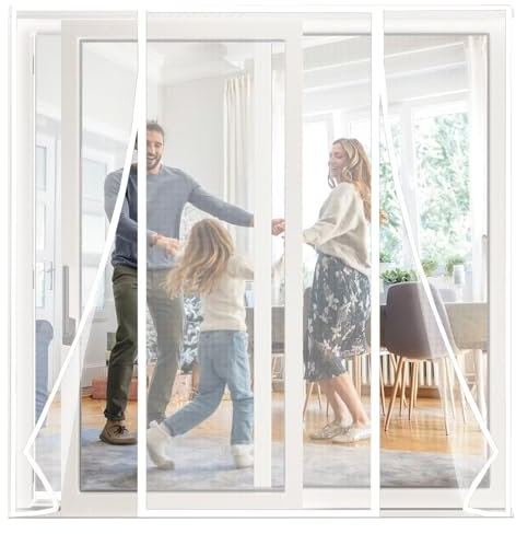 Zanzariera Magnetica 90x240cm Bianco per Porte, Upgrade Zanzariera Porta Finestra