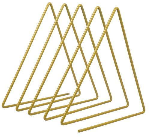 Lurrose Triangle Desk File Organizer Stylish Metal Book Rack for Desktop Golden Finish for Magazines Documents and Folders for Office and Home Use