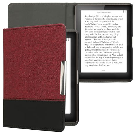 kwmobile Cover compatibile con Kobo Aura Edition 1 - Custodia a libro in tela e pelle PU - Flip Case per eReader