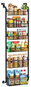 6 Etagen Tür Hängeorganizer Metall Regal, Türregal Zum Einhängen Mit 2 Saugnäpfen, Gewürzregal Wand Küche Organizer, Küchenregal Hängend Tür Organizer Für Bad, Küche, Speisekammer,44 B X 16 T x 150 H